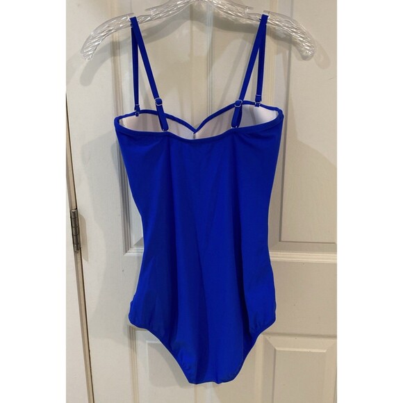 PROFILE BY GOTTEX  Women's One piece Royal Blue Ruched Bathing Suit Size 12 - Picture 4 of 5